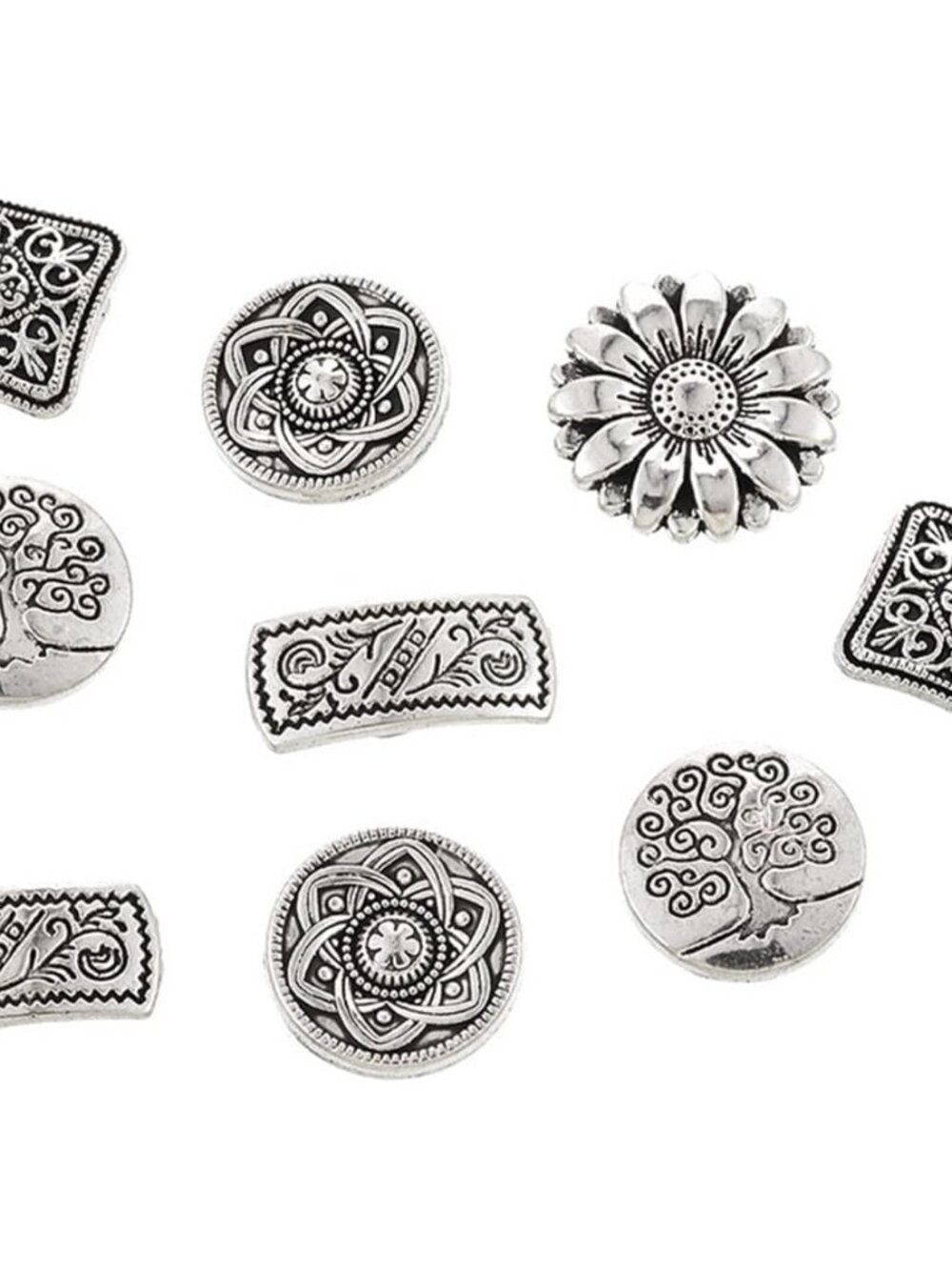 Metal Buttons - 50Pcs Assorted Mixed Vintage Style Engraved Flower Decorative Ro